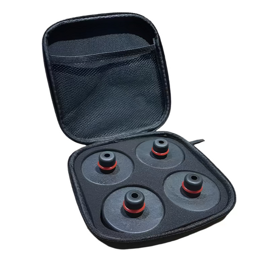 Four jacking pucks for Tesla Model 3 & Tesla Model Y in black carrying case.